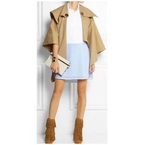 ALTUZARRA Crepe Shirt Sleeveless Blue Antique White Mini Dress